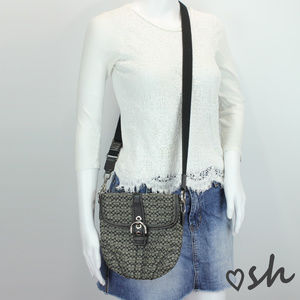 Coach Black Signature Fabric Cross Body Bag Purse